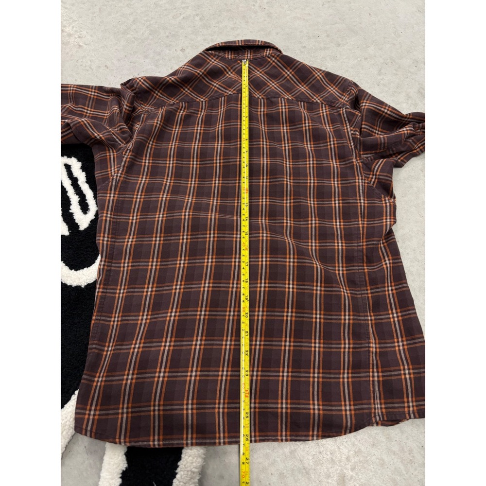 Arcteryx Mens Plaid Long Sleeve Snap Button Down Shirt Brown Orange Small - Picture 6 of 9